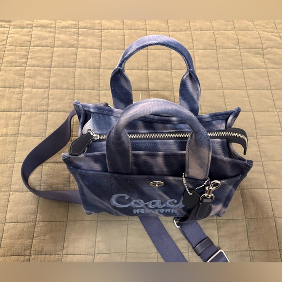 Authentic Coach Tie Dye Midnight Navy Denim Cargo Tote 26 NWT - Picture 4 of 8